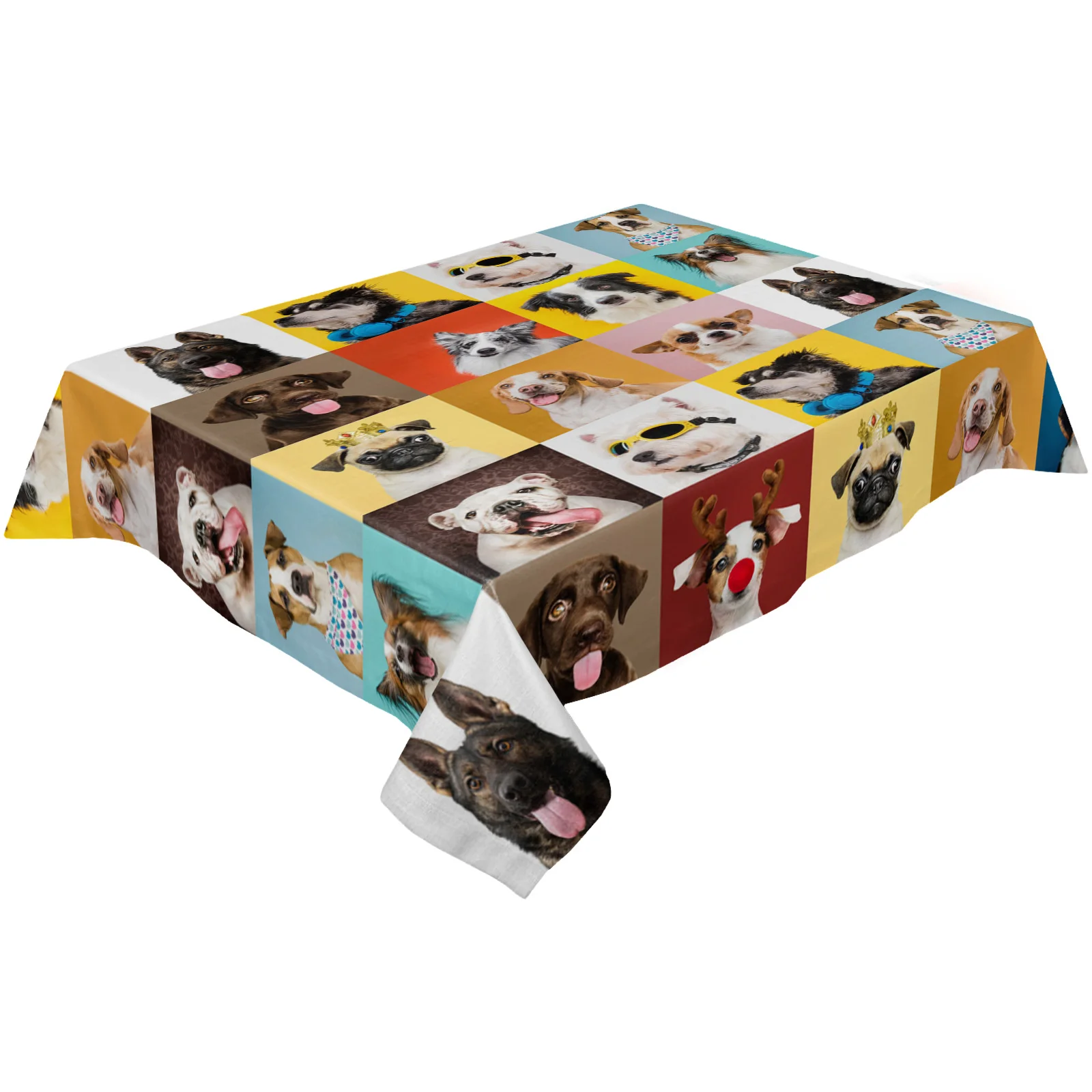 Bulldog Collie Animal Pet Dog Tablecloth Home Party Wedding Decoration Rectangular Dining Table Waterproof Tablecloth