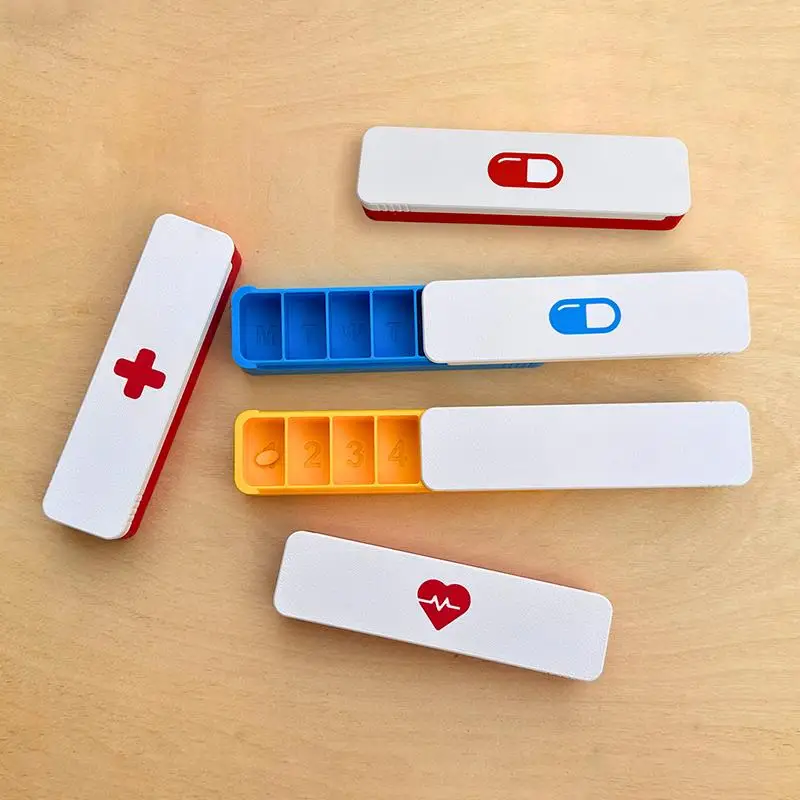 Compact and Portable 7 Day Pill Organizer with Sliding Compartments for Travel