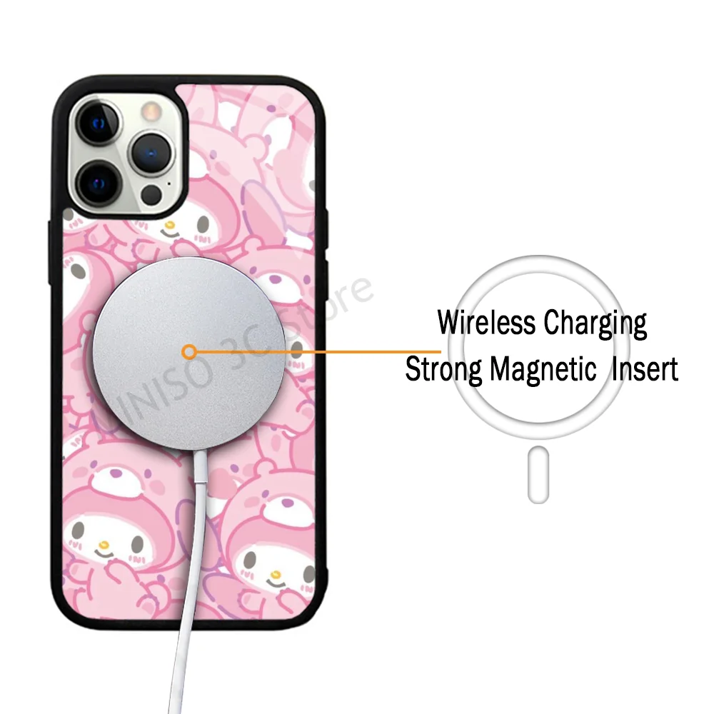 Pink My Melody Phone Case Strong Magnetic For IPhone 15 14 13 Pro Max 11 12 Mini For Magsafe