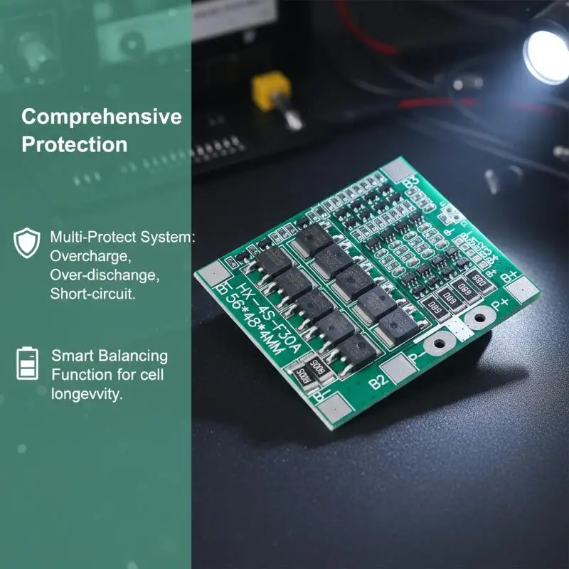 4S 3.2/3.7V 30A BMS-Lithium Battery Charge Protection Board With Balance Function For Lithium Iron Phosphate Battery Pack