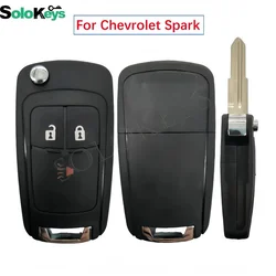 SOLOKEYS 5Pcs/Lot GM94543201 For Chevrolet Spark 2012 2013 2014 2015 2016 Flip And Fold Remote Key Shell 3 Buttons With LOGO