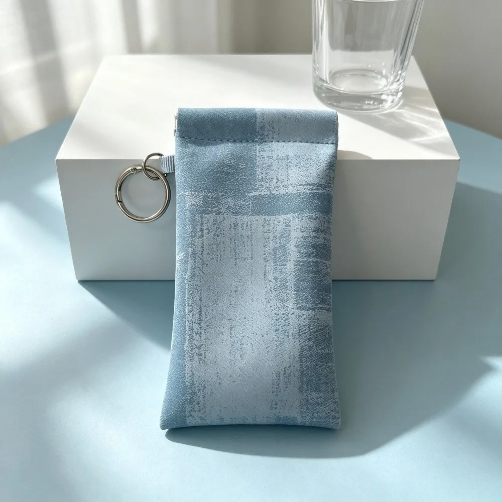 Durable With Cleaning Cloth Sunglasses Pouch with Keychain Gradient Color Eyeglasses Case Glasses Storage Bag Home Education