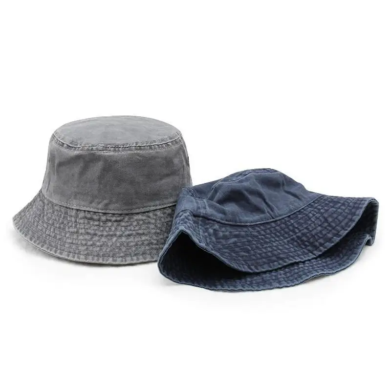 Denim Brim Bucket Hat Women Korea Fashion Cotton Foldable Beach Outdoor Gradient Color Caps Sun Expedition Fisherman Hat Cap image 6