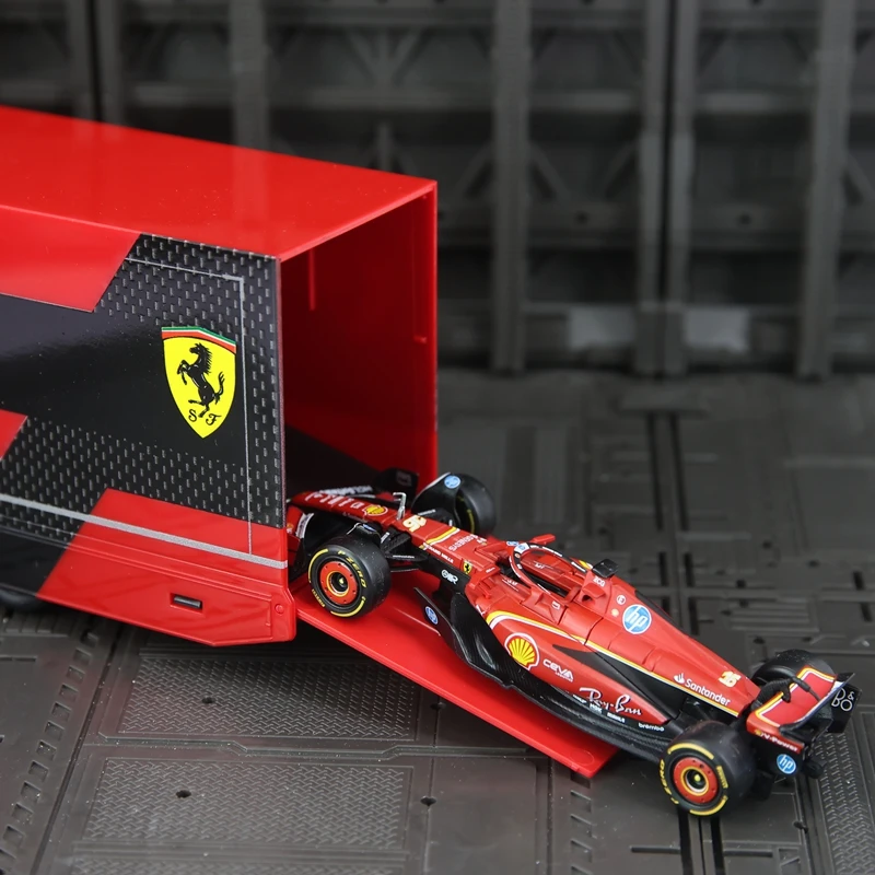 bburago-1-43-simulation-ferrari-f1-team-container-truck-with-no-16-alloy-rally-car-model-rich-in-details-finely-crafted