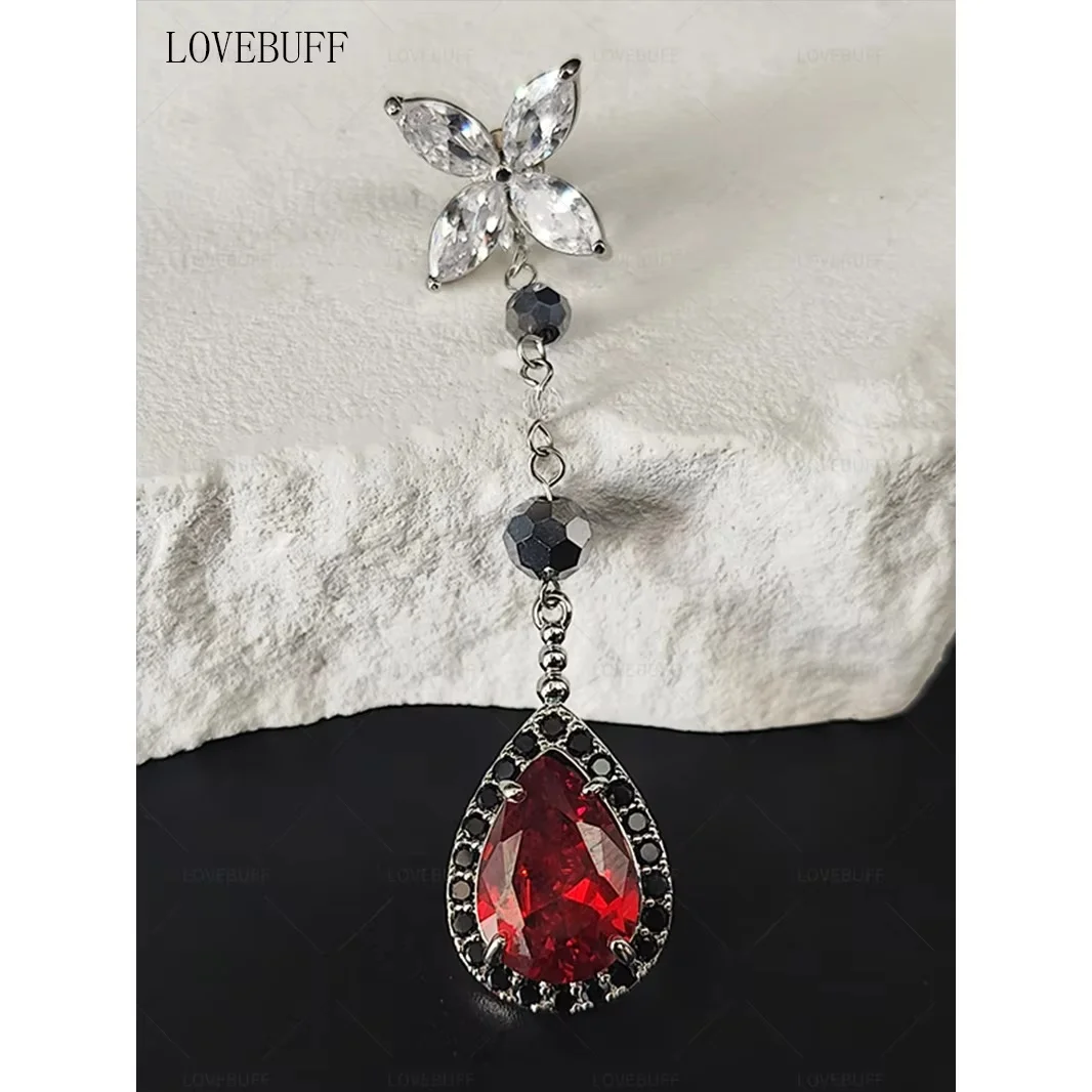 Disponibile Anime Love And Deepspace Lovebuff Sylus Banchetto Orecchini con gemme rosse Gocce rimovibili Prodotti periferici Compleanno Regalo di Natale