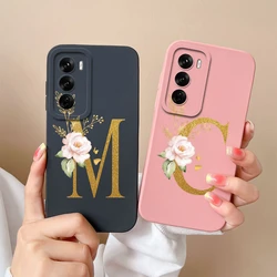Phone Case For OPPO Reno12 Pro 5G Capa Fashion A To Z Letter Smooth Liquid Protective Shell Covers For OPPO Reno 12 12Pro Fundas