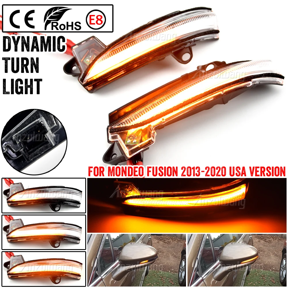 

Car Side Wing Mirror Sequential Blinker Indicator Lamp LED Dynamic Turn Signal Light For Ford Fusion Mondeo USA Version 2013-20