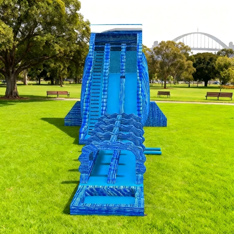 Inflatable Water Slide  Commercial Giant Blue Slide With Pool Including a powerful Blower