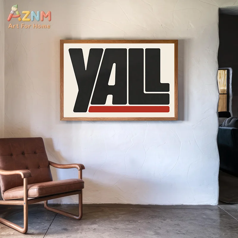 AZNM Retro Western Howdy Yall Canvas Wall Art Cowboy Rodeo Typography Poster Vintage Country Home Unframed Decor Print