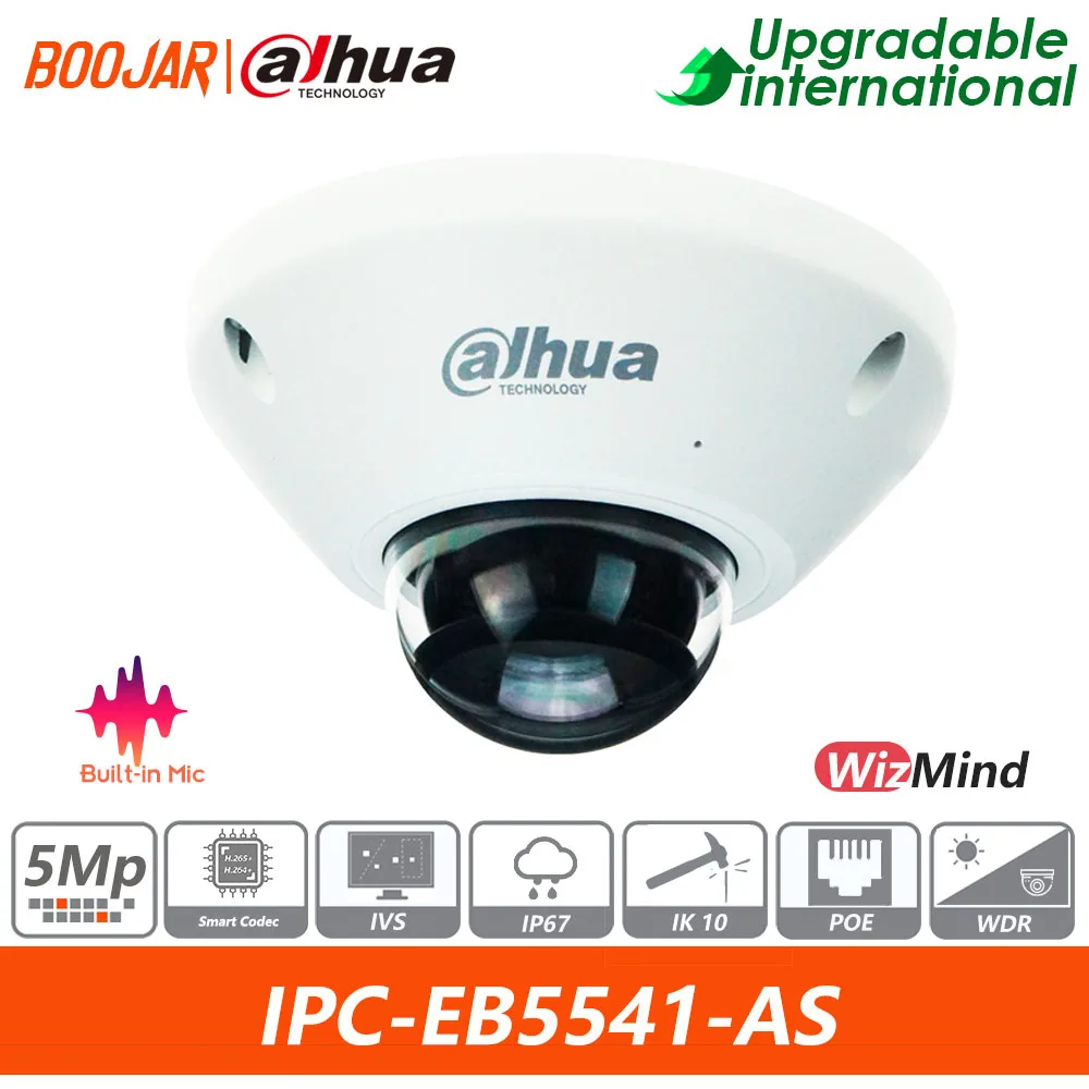 Dahua Original IPC-EB5541-AS 5MP WizMind Fisheye Network Camera Panorama 180 Degree Built-in MIC IP67 IK10