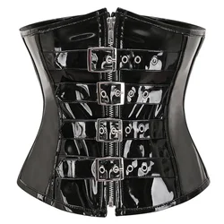 Pvc Leather Corset Top Underbust Waist Cincher Corsets Women Sexy Gothic Steampunk Bustier Plus Size Corpete Corselet Black Red