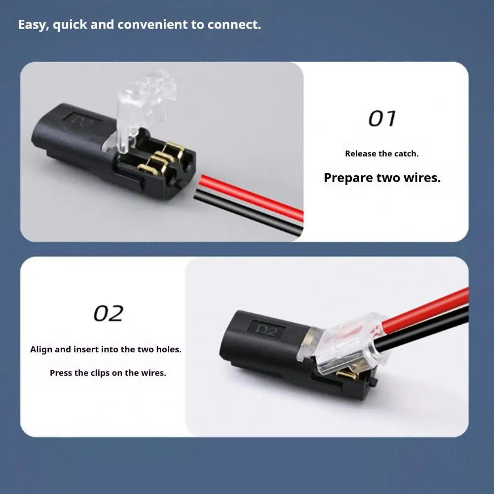 Double Wire Connector Push-in Wire Connector 10/20/30/50pcs Wire Plug-in Connectors with Locking Buckle Low Voltage Quick-clip