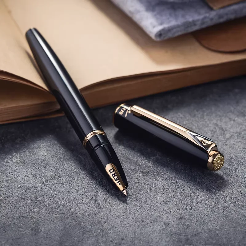 

Золотая авторучка Hero 1139, перьевое перо 10 карат, черные чернила для мужчин и женщин, идеально подходит для взрослых, каллиграфии, бизнес-подарков, почерка