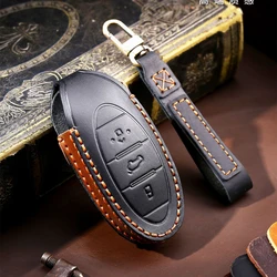 3 Bottons Leather Car Key Case Cover for FAW Bestune T77 T33 T99 T77pro B70 Buckle T55