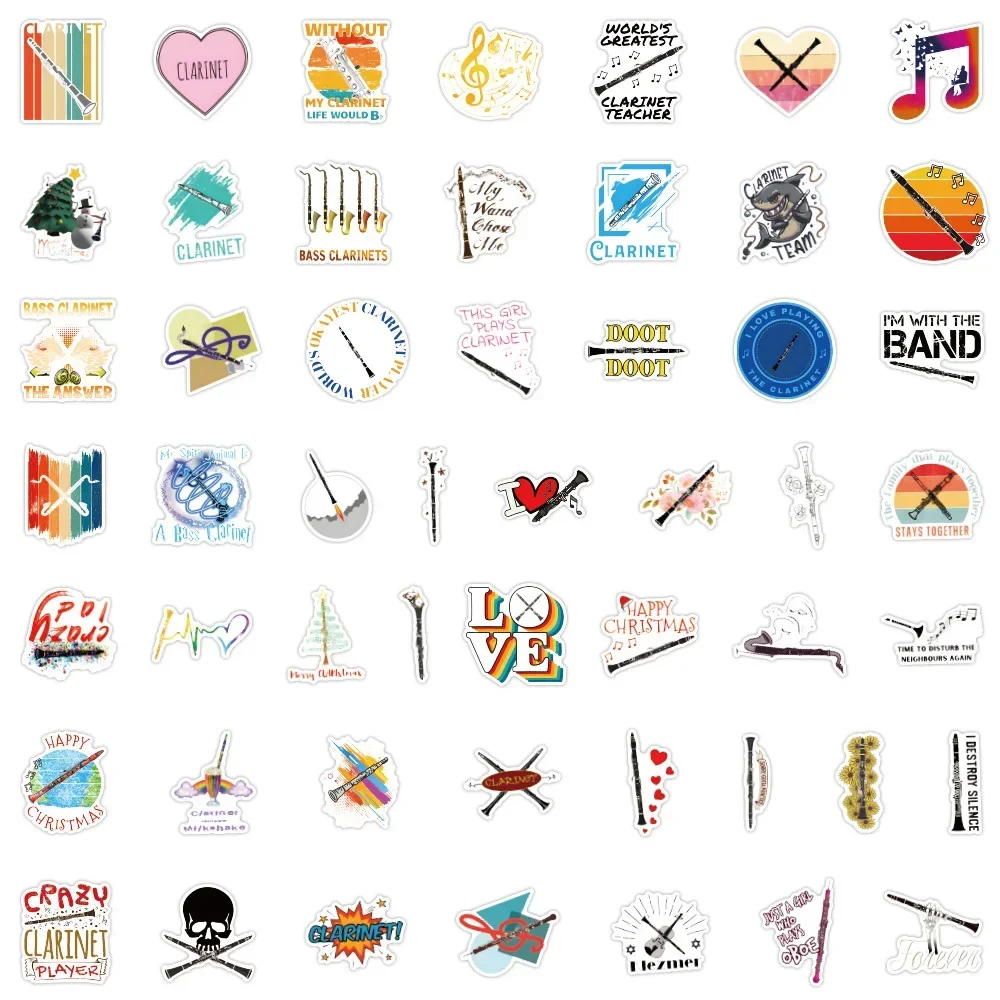 50 قطعة أدوات الكلارينيت ملصقات الكتابة على الجدران مواد حفظ الكتب الزخرفية أكواب أجهزة الكمبيوتر المحمولة ملصقات ألعاب الأطفال بالجملة #5