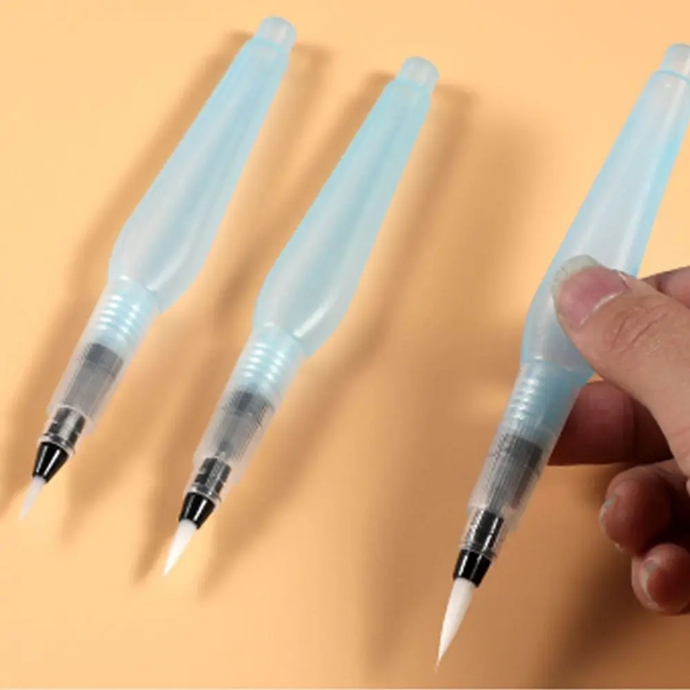 3Pcs New Plastic Drawing Pen Set Blue Stationery Pointed Reservoir Brushes Easy to Use Water Color Brush