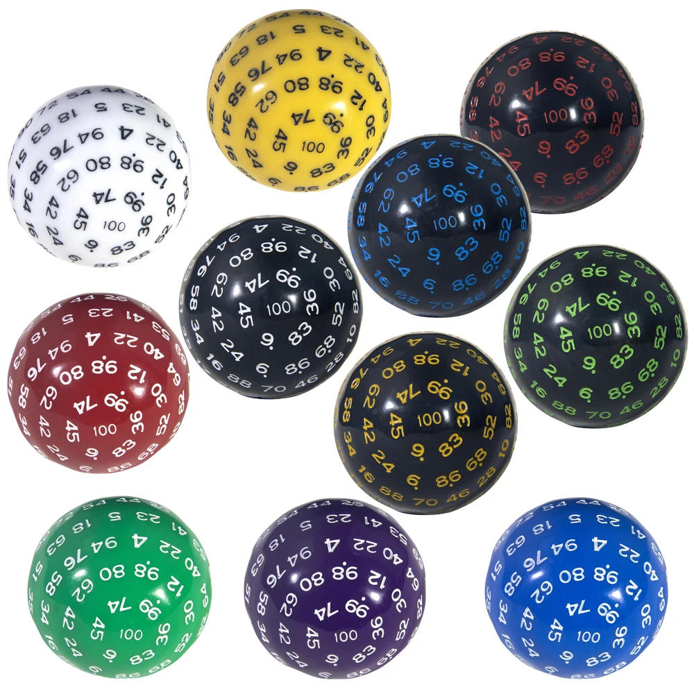

D100 Multi-sided Dice Number 1-100 Acrylic Dice for Role Playing Game, Party Game, Board Game Accessories