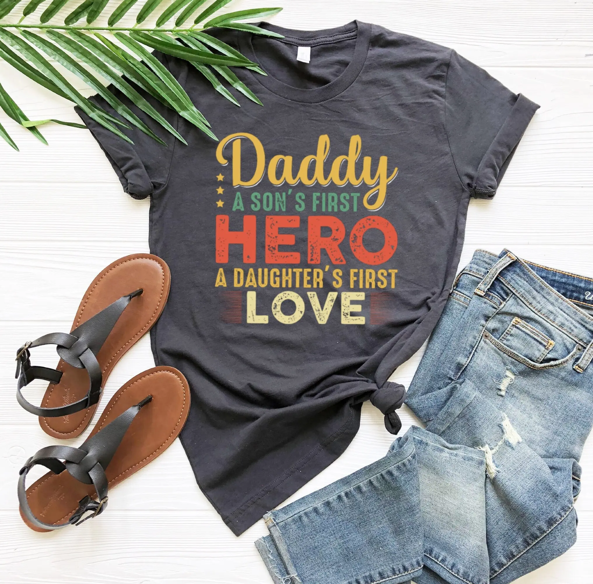 Daddy T Shirt Son'S Hero Daughter'S Love S For Dad Cool Father'S Day Fathers Life Birthday