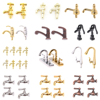 1/2/4/12PCS 1:12 Miniature Metal/Plastics Water Tap Faucet Dollhouse Kitchen Bathroom Accessories Dollhouse Miniature Faucet Toy