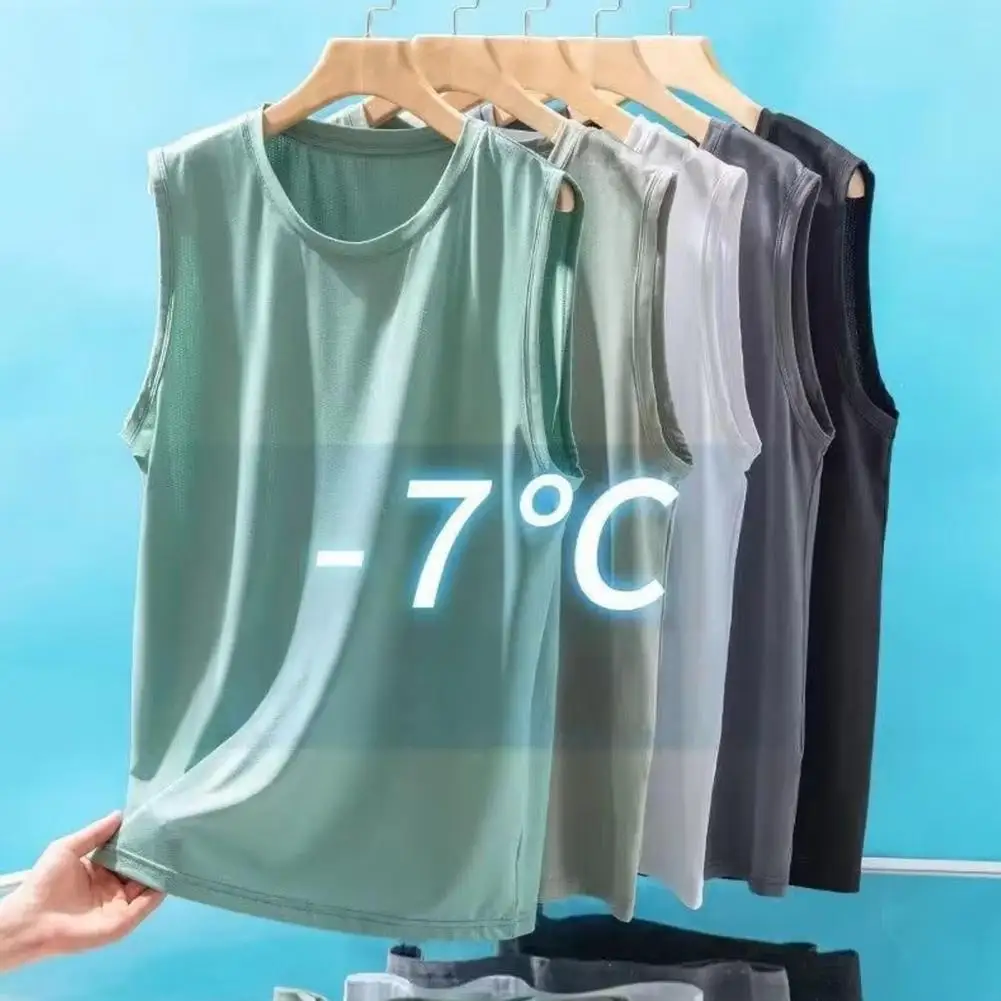 Men's Summer Vest Sleeveless T-Shirt Mesh Breathable Sports Gym Clothing Male Athletic Top Casual Solid Tank Top ﻿