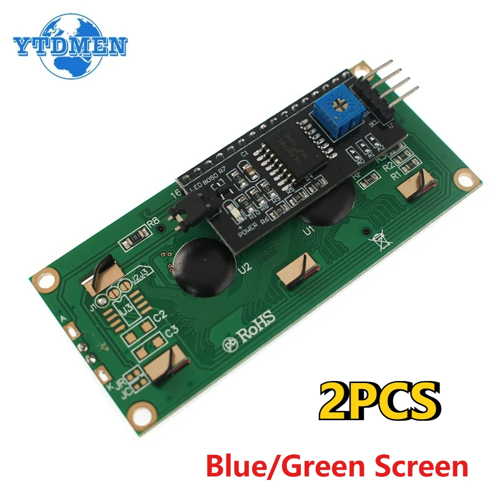 2PCS LCD1602 I2C Module Blue / Green Screen 16x2 Character LCD Display 5V with IIC I2C Serial Interface Adapter for Arduino