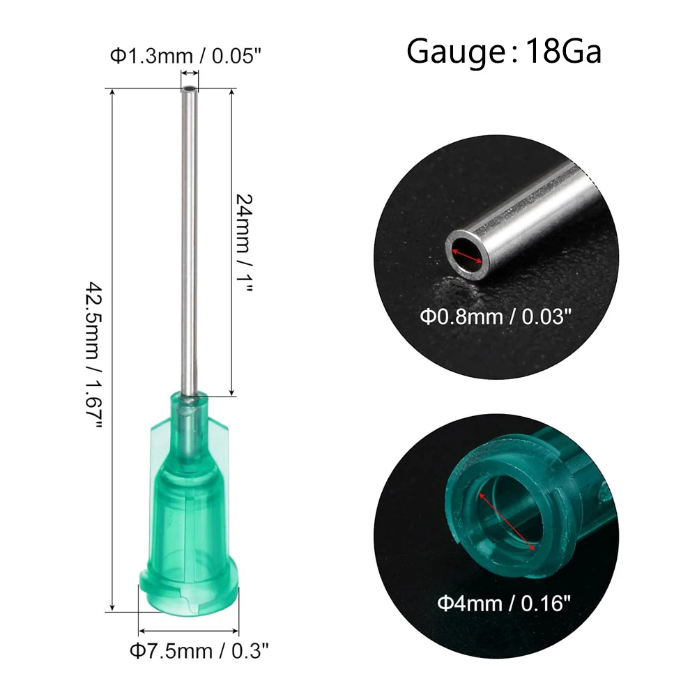 18G 1 Inch Plastic Dispensing Needle Tip Luer Lock for High Viscosity Glue Adhesive Dispenser