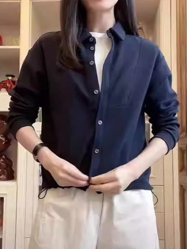 

Loose Long Sve Collar Jaet Women's plus Size Slimming Casual Open Cardigan Top Trendy k Blue Outerwear