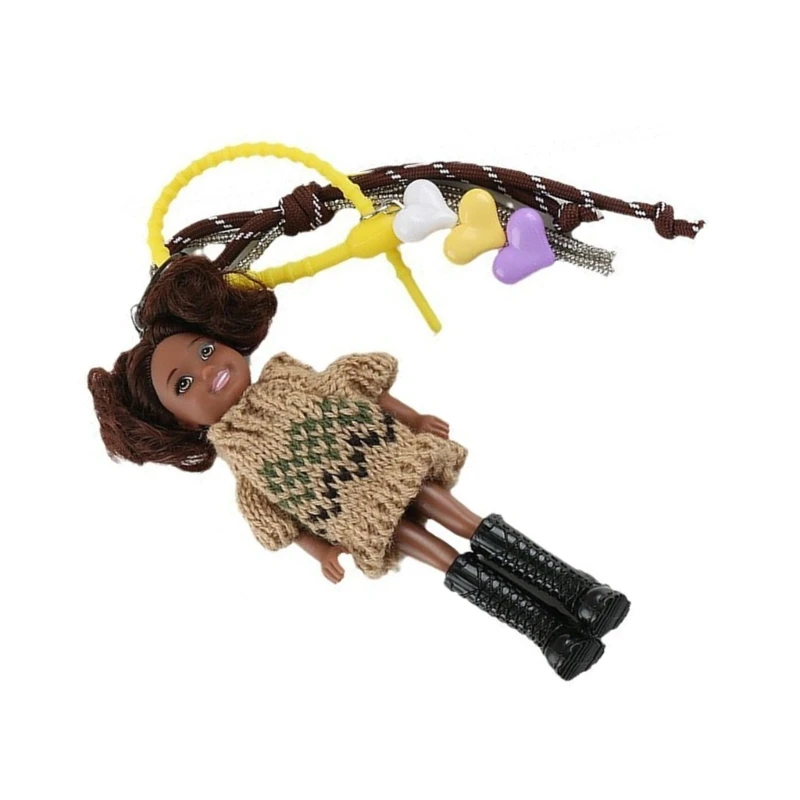 Fashionable Doll Keyring Accessory Stylish Key Decors Handmade Knitted Bag Pendant Plastic Texture for Stylish Women