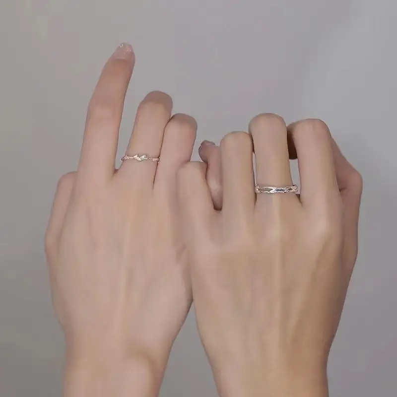 Simple Silver Color Tree Branch Geometric Open Adjustable Couples Rings Temperament Wedding Anniversary Party Jewelry Gifts