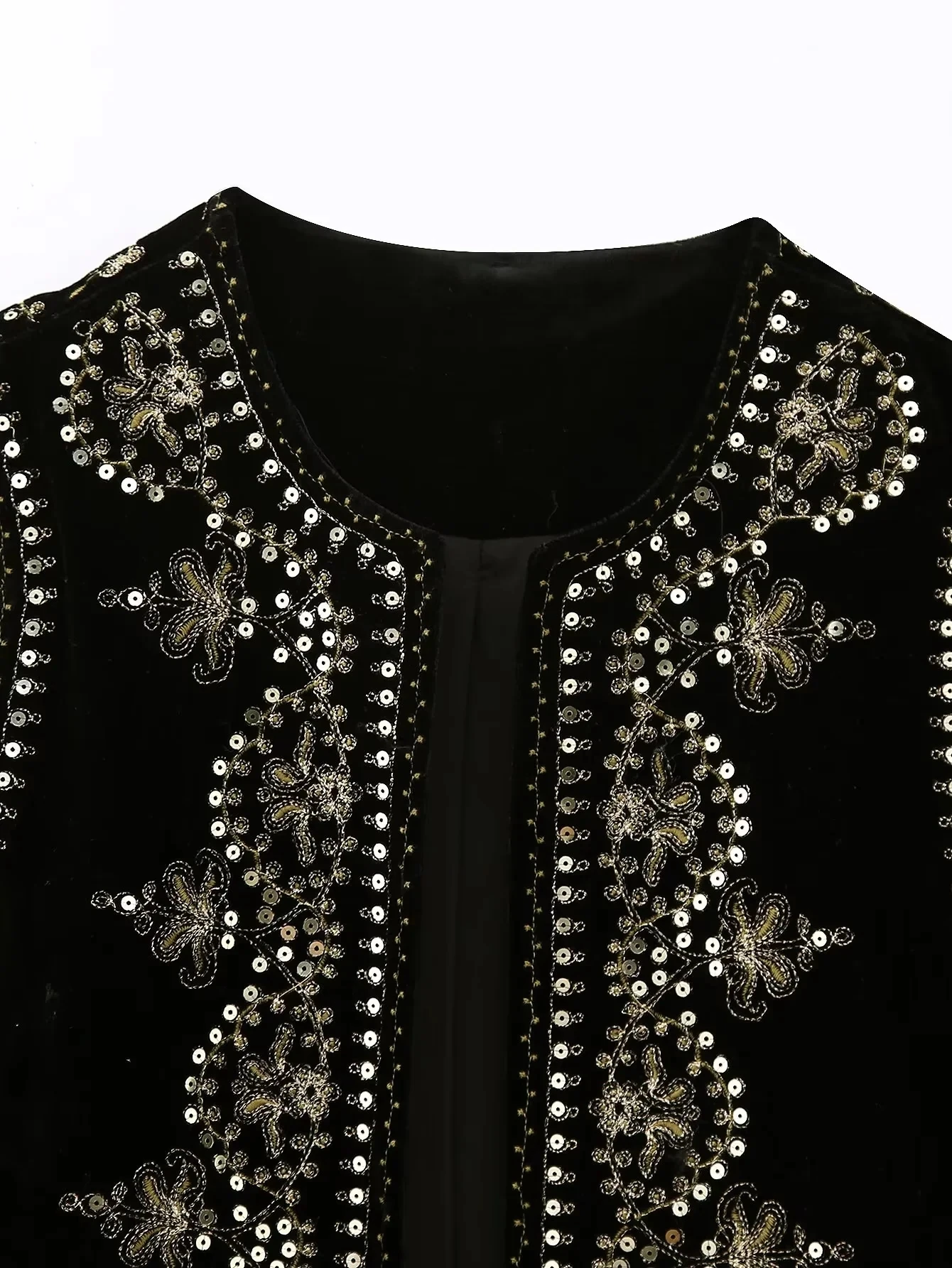 TRAFZA Vintage Autumn Velvet Embroidery Vest Jackets Women V Neck Sleeveless Black Waistcoats Female Fashion 2023 Mujer Tops