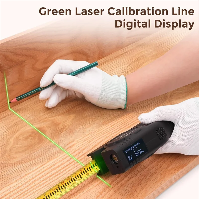 

A03F-393Ft Digital Laser Tape Measure With 16Ft Tape-OLED Display Unit Switch(M/In/Ft) Area/Volume Pythagorean