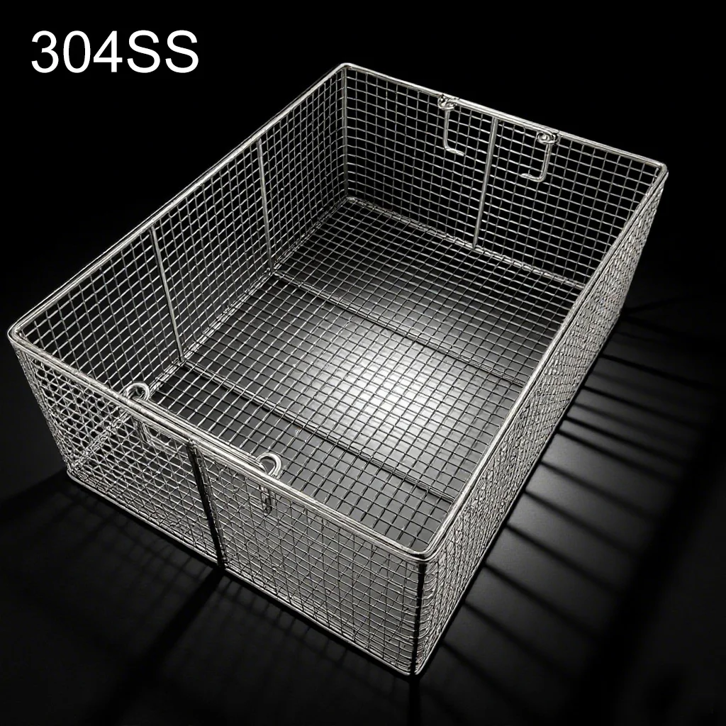 

304 Stainless Steel Mesh Basket Rectangular High Capacity Cleaning Filter Drain Cooking Oil Frying Sieving Separation