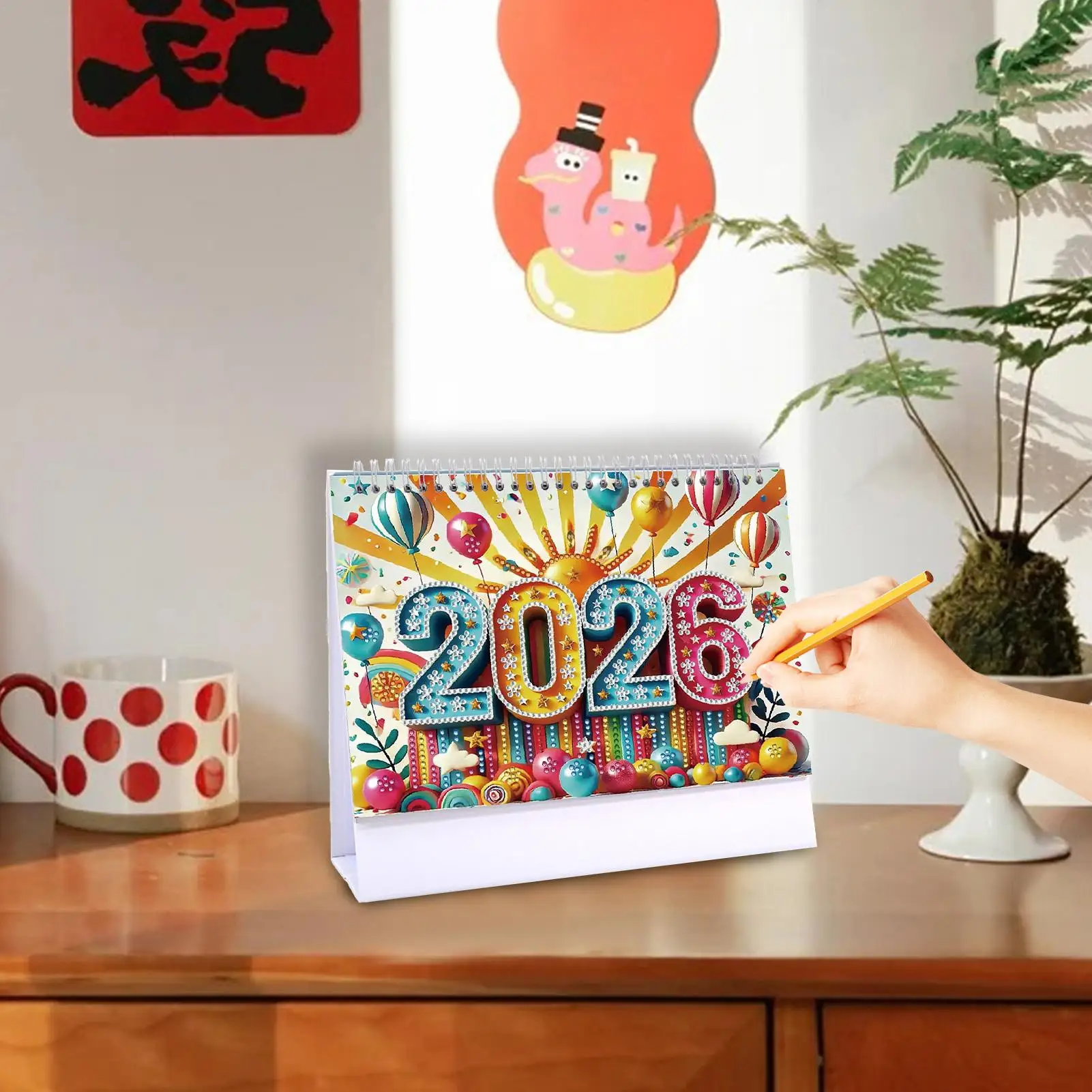 2026년 데스크 캘린더 보석 예술 그림 스탠딩 데스크 캘린더 12개월 플래너 (2026년 1월부터 2026년 12월까지) 여행 계획 및 학교용