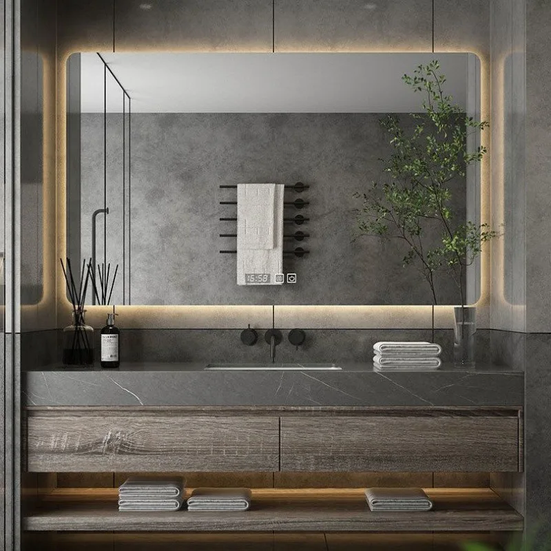 

Modern simple solid wood integrated bathroom cabinet combination smart bathroom washing hand washbasin can be