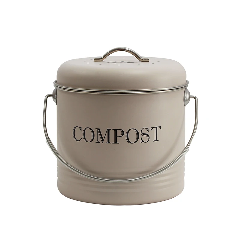 

Wholesale Garden Or Home Indoor 1 Gallon Powder Coated Galvanized Steel Countertop Kitchen Compost Bin Compost Bucket Pail