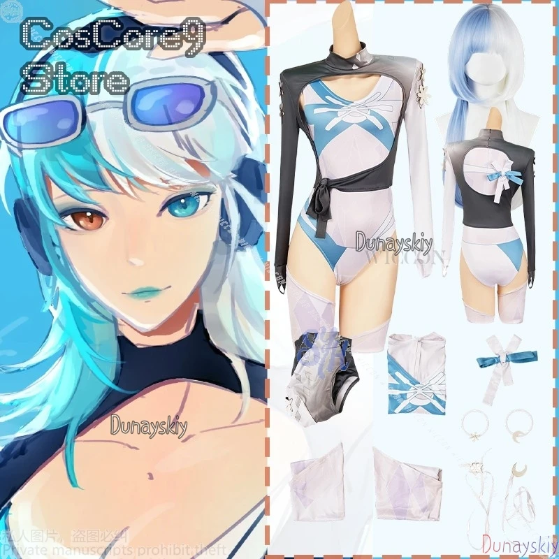 

Аниме игра Rivals Косплей Luna Cos Snow π로윈 의상 Летняя новая форма Сексуальное бикини с вырезами Комбинезон Прекрасное нижнее белье Хэллоуин