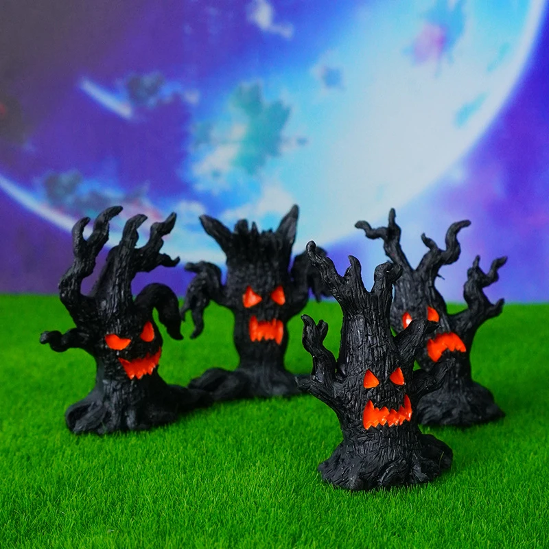 Scary Tree Spooky Horror Tree Face Bark Demon Figurine Tabletop Ornament Indoor Outdoor Halloween Decoration For Party Haunted