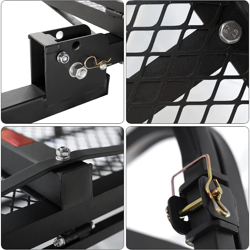 حامل البضائع مع حامل الدراجة 60 بوصة × 24 بوصة × 14 بوصة حامل وصلة مقطورة قابل للطي بسعة 500 رطل للمعيار، F #5