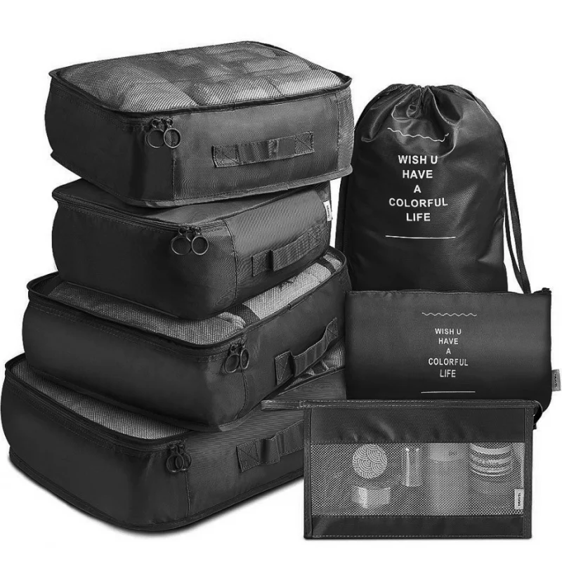 Reise-Aufbewahrungstaschen-Set mit sieben Teilen, Robuste Reisegepäcktaschen, Kleidungsklassifizierungs-Aufbewahrungstaschen