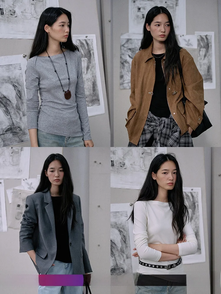 

Jicouture Women's Long Sve Silk Wool Base irt Waist Cinching Slimming One oulder Commute Sle Regular Fit irt