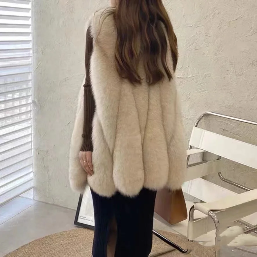 

Women's high quality real fox fur vest 100% natural real fur fashion fur coat jacket vest Genuine Leather coa