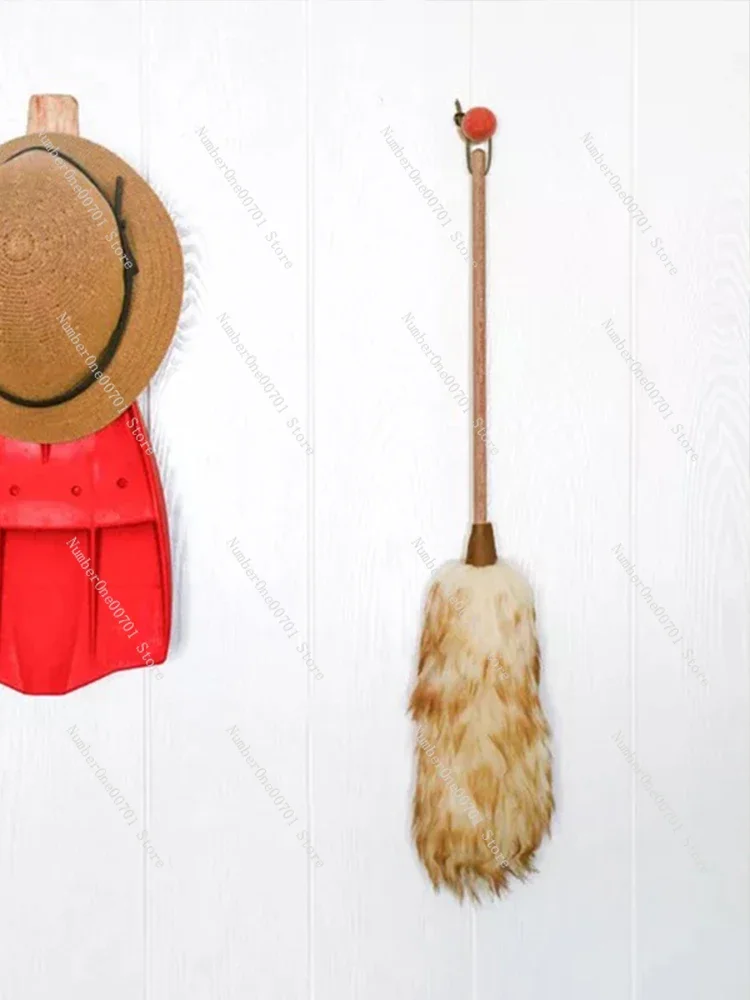 Pure Wool Dust Remove Brush Solid Wood Long Handle Dust Remove Brush Home Cleaning Brush Household Dust Sweeping Tools