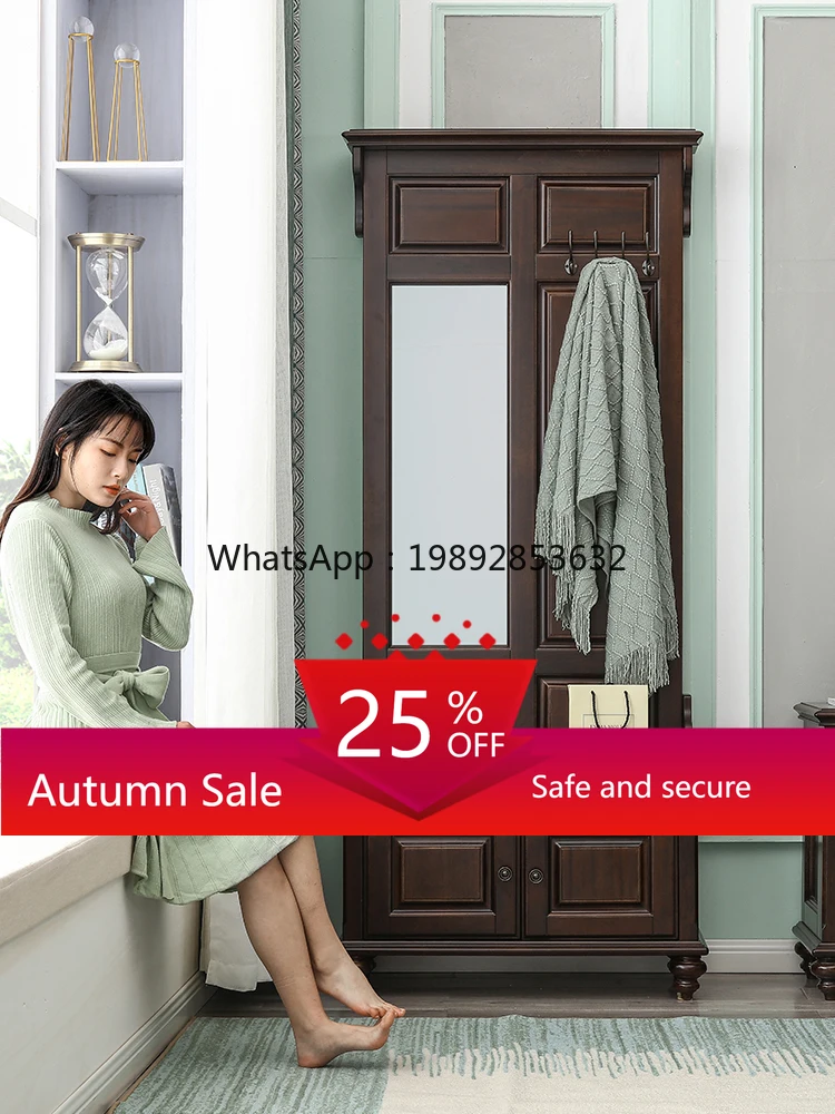

LYY Full Solid Wood Floor Mirror Full Body Storage Cabinet Light Luxury Home Bedroom Coat Rack