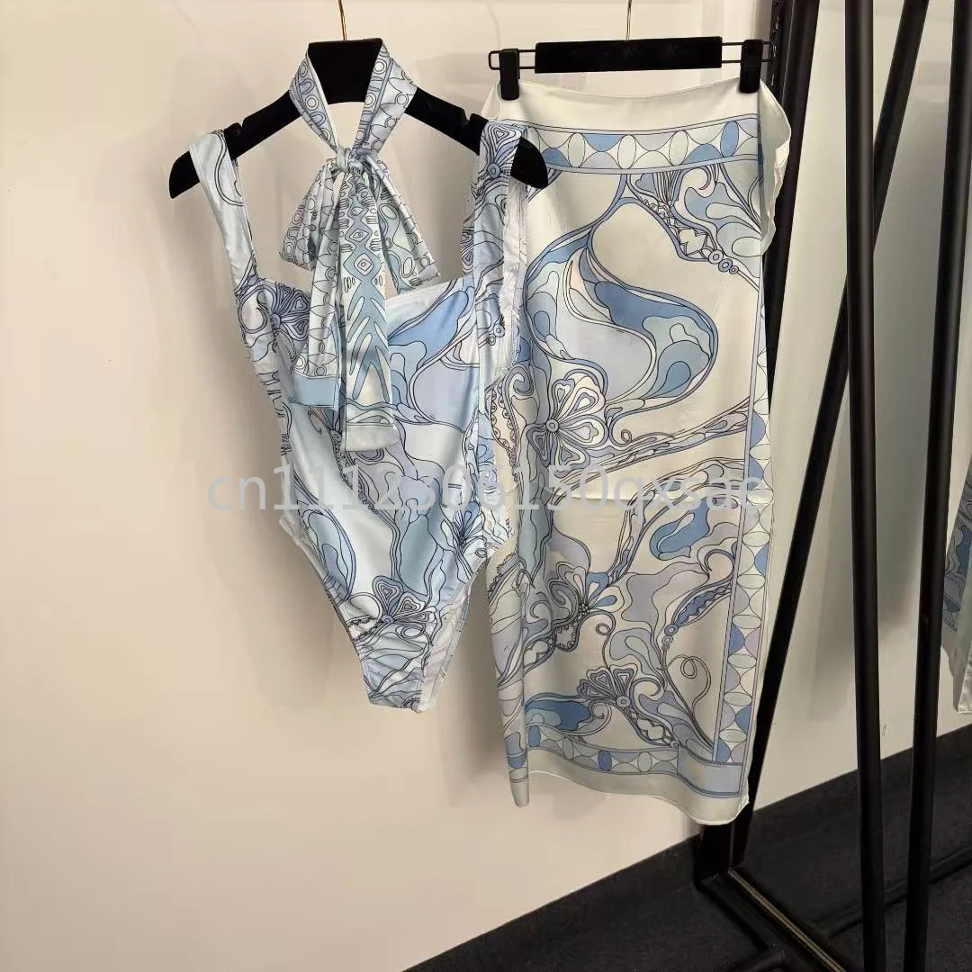 Classic Design Women's Ribbon Scarf Swimsuits with Designer Signature Letter Logo Luxury Brand Women's Bikini Sets Beachwear