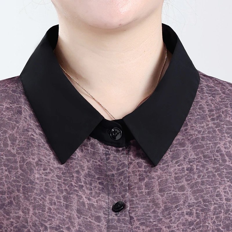 Camicia estiva con colletto classico stampato con motivo in pelle Camicia da donna all'aperto T-shirt casual taglie forti Top casual in tessuto allentato