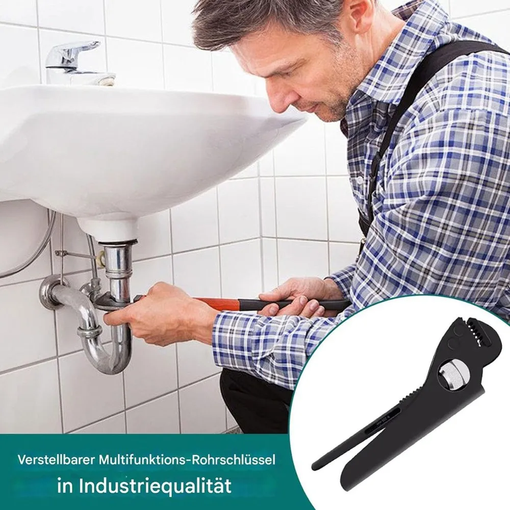 SHGO-Adjustable Pipe Wrench, Versatile Plumbing Tool For Nuts, Tap, Heating, Sink, Kitchen, Toilet & Construction