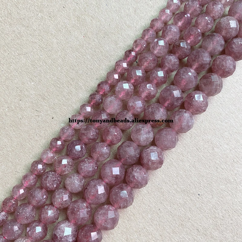 Semi-precious Stone Diamond Cuts Faceted AA Quality Strawberry Quartz 7\