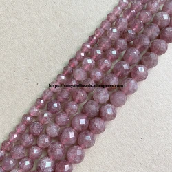 Semi-precious Stone Diamond Cuts Faceted AA Quality Strawberry Quartz 7