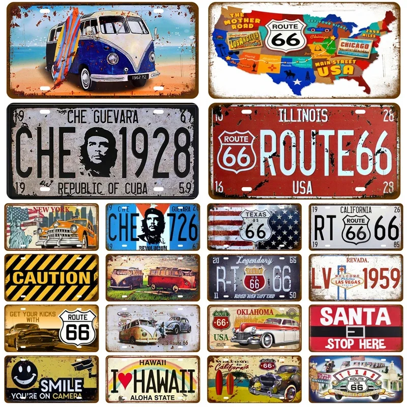 Letrero de Metal, placa artística para Bar, Club, casa, tienda de neumáticos, decoración artística de pared, Ruta de Gas 66, placa artística, cartel de estaño para garaje, placa de hojalata para coche Vintage