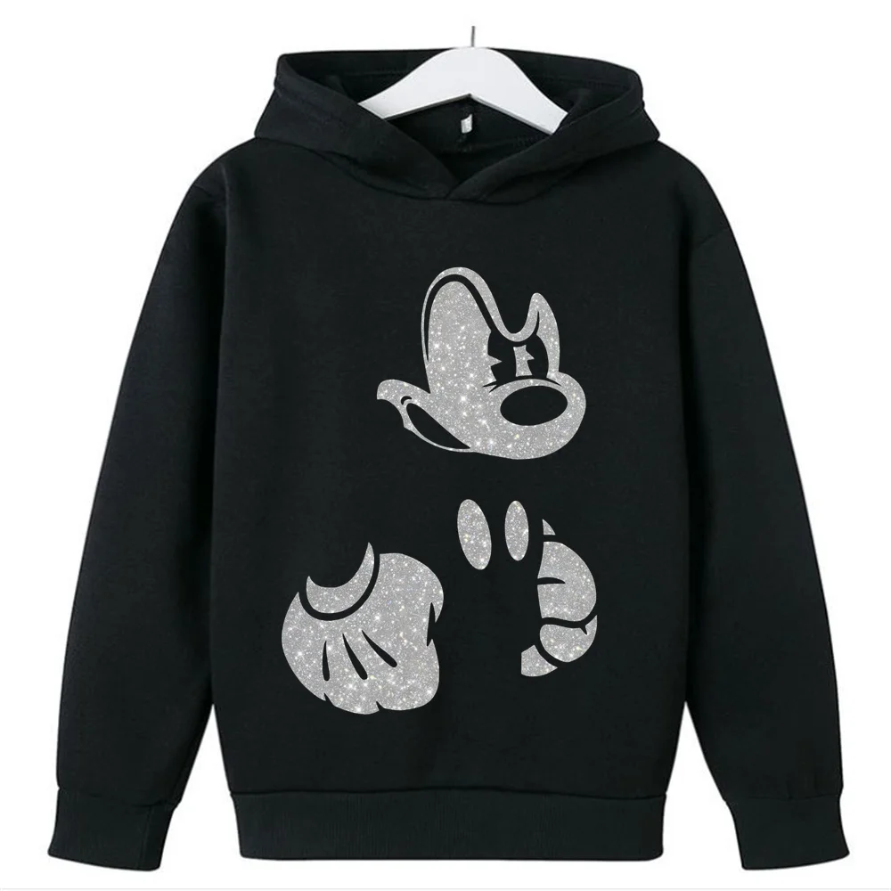 ديزني الأطفال الخريف الشتاء مريحة فضفاضة مقنعين البلوز ميكي الكرتون متعة أزياء صبي الحلو فتاة الدافئة مقنعين قميص